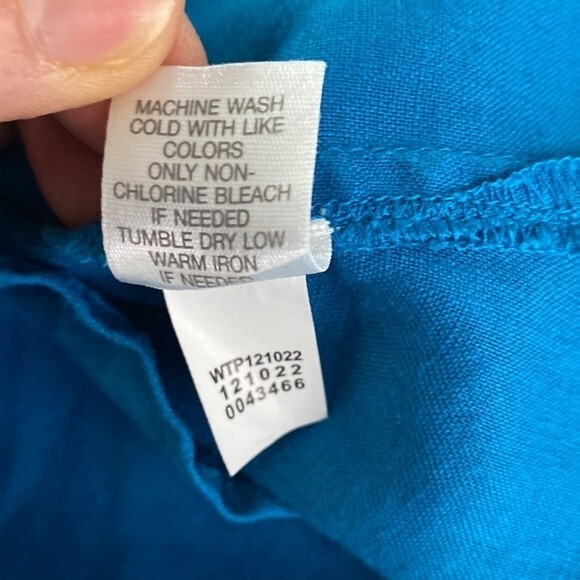 J Jill Love Linen Relaxed Tunic Top 3/4 Sleeve Popover Placket Collared High/Low - Picture 10 of 15